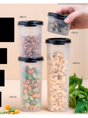 Velora Tupperware Oval Yuvarlak Siyah 4 Lü Set Esc