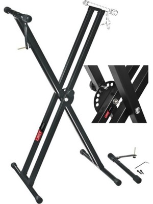 Velora Lastvoice KS-04D Çift Profilli 7 Kademeli Üst Segmen Org Sehpası Standı Ayağı (Sabitleme Kayışlı)
