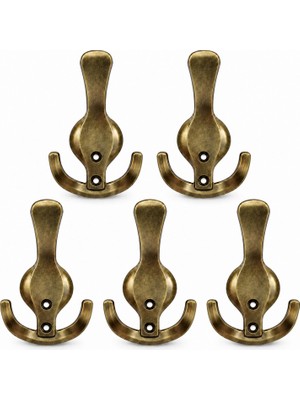 Velora Royal Portmanto Askılık Antik Sarı 5 Adet Set Metal Askılık Duvar Vestiyer Dolap Askı Aksesuarı