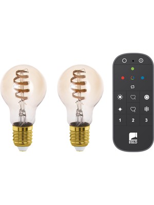 Velora Eglo 110312 E27-LED-A60 Ampul 2X4,9W Amber 2200-6500K 360 Lümen 2’li Paket