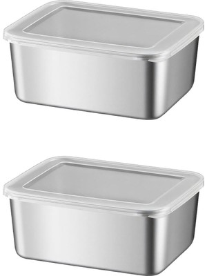 Velora 2 Adet 304 Çelik 550 ml Yemek Meyve Et Buzdolabı Beslenme Saklama Kabı MT107-2