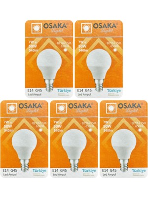 Velora Osaka 7W (50W) Beyaz Işık E14 Duylu LED Mini Ampul, 5 Adet