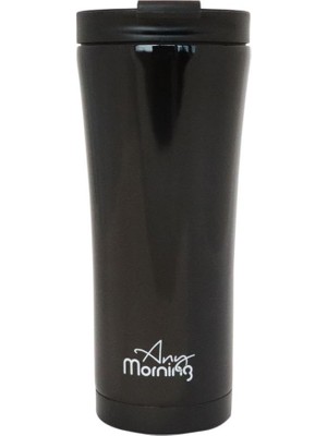 Velora Any Morning 450 ml Paslanmaz Çelik Termos Mug, Çift Katmanlı, Sızdırmaz Kapak,siyah SI231905