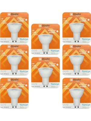 Velora Osaka 9W (70W) Beyaz Işık (6500K) GU10 LED Ampul, 8 Adet