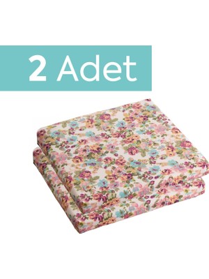Velora Homedius Sandalye Oturum Minderi Çiçekli 40X40X4 Bağcıklı Çıkarılabilir Kılıflı Çökme Yapmaz Pembe 2'li