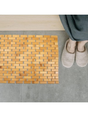 Velora Meturas Bambu Kaymaz Banyo ve Duş Matı | 40X60 cm | Suya Dayanıklı Ahşap Banyo Paspası | Doğal, Hijyenik ve Şık Tasarım