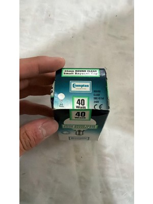 Velora Crompton Lighting 40W 240V SBC-BC15D Round Clear Küre Ampul 45MM