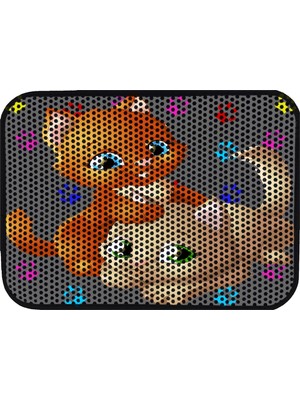 Velora Miapet Elekli Desenli Kedi Tuvalet Önü Paspası 60 x 45 cm Pati Kediler