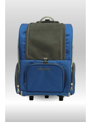 Velora Leon Pet Kedi ve Köpek Tekerlekli Taşıma Çantası Mavi 32X28X51 cm