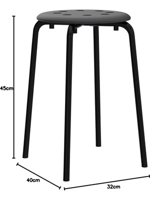 Velora Ikea Marius Home, Çalışma Odası ve Ofis Taburesi (45 Cm, Siyah)