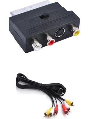 Velora Scart To Rca Skart Tos Av Svideo Çevirici Set + Rca Kablo