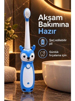 Ps Şarjlı Çocuk Diş Fırçası Mavi Değiştirilebilir Başlıklı