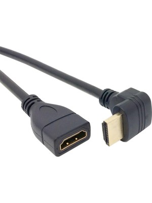 Velora 4666 HDMI Dişi Erkek Uzatma 90 Derece Dirsek Kablosu 0.5 Metre