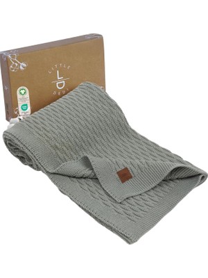 Velora Little DEDI%100 Organik Pamuk Bebek Battaniyesi Örgü 80 x 100 cm Koyu Yeşil – Gots Sertifikalı, Yumuşak ve Nefes Alır, Yeni Doğanlar ve Bebekler Için Ideal, Nora