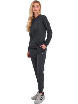 Velora Slazenger Olında Kadın Cepli Koyu Gri Eşofman Takımı