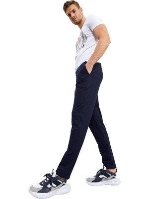 Velora Indigo Bağcıklı Cepli Standart Kalıp Klasik Paça Erkek Eşofman Alt - 84682