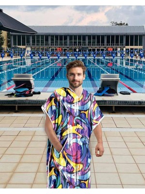 Velora Sporsuit Unisex Yüzücü Antrenman Kapüşonlu Panço Havlu, Xs, Melas, Çok Renkli, Unisex Yetişkin
