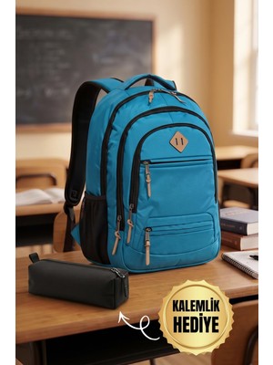 Velora GK19 Unisex Okul Sırt Çantası Öğrenci Günlük Seyahat Tatil Spor Yürüyüş Seyahat Gezi Kamp Günlük Mavi