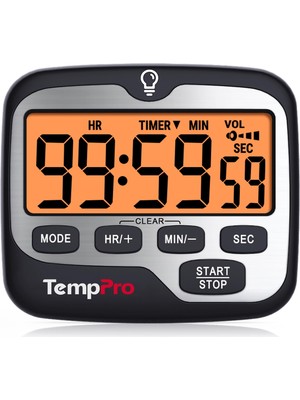 Velora Thermopro TM01 Dijital Mutfak Zamanlayıcısı, Geri Sayım ve Kronometre, Ayarlanabilir Sesli Alarm ve Geniş Arkadan Aydınlatmalı LCD Ekranlı Manyetik Zamanlayıcı Saat