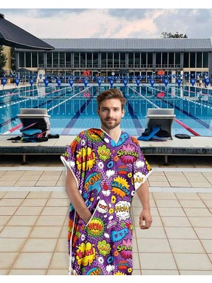 Velora Sporsuit Pans Unisex Yüzücü Antrenman Deniz Havuz Kapüşonlu Arena Yaz ve Kış Şampiyonaları Için Panço Havlu (Xs)