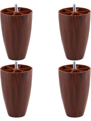 Velora BADEM10 Oval 4 Adet 12 cm (Ceviz) Desenli Mobilya Dolap Kanepe Koltuk Baza Yükseltici Destek Ayağı Ayakları