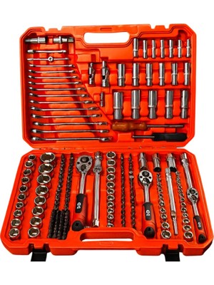 Velora Lokma Anahtar Takımı 216 Parça Uzatma Kolu Mafsallı 1/2 3/8 1/4 Yıldız Tork Düz Set Bits Uç Allen