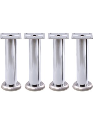 Velora Tablalı Krom 4 Adet Metal 15 cm Gümüş Mobilya Ayağı Koltuk Kanepe Dayanıklı Tv Ünite Ayağı Ayakları