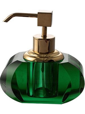 Velora System Cyrstal Bath Accessory Soap Dispenser Green-Gold Color 80 ml Yeşil Tek Ebat BA2047 006 C5-Gl