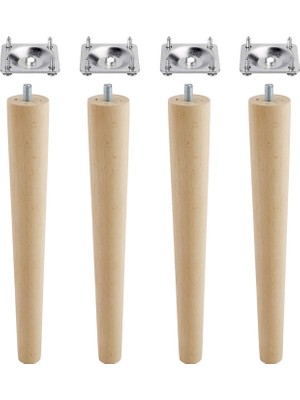 Velora BADEM10 Ahşap Mobilya Koltuk Kanepe Sehpa Masa Ayağı Ayakları M8 Civatalı 30 cm + Bağlantı Aparatlı 8'li Set