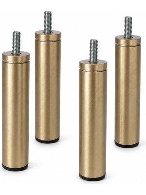 Velora Metal Ayak Mat Gold 4 Adet 12 cm Mobilya Baza Sehpa Dolap Masa Ayağı M8 Civatalı Modern Tasarım