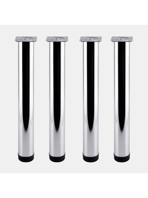 Velora Tombul 4 Adet Krom 41 cm Gümüş 60 mm Metal Sehpa Masa Ayağı Mobilya Destek Yükseltici Ayak Modeli