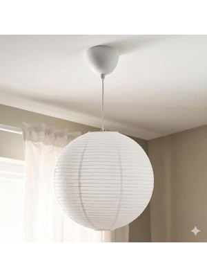 Velora Ikea Gullsudare Sarkıt Lamba Abajur Başlığı, Beyaz, 45 Cm, El Yapımı ve Havsdjup Kablo Seti, Beyaz, 1.4 M