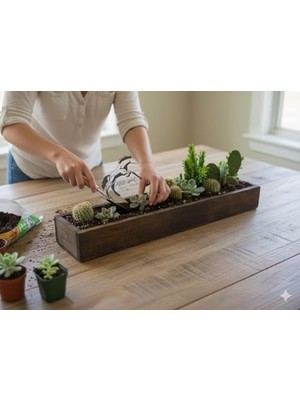 Velora Ahşap Dekoratif Saksı, 50 cm Küçük Saksı, Ince Uzun, Kaktüs Sukulent ve Diğer Çiçekler Için