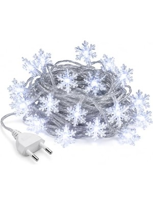 Velora Aee® Kar Tanesi 5 Metre 50 LED Beyaz Işık Şerit Led, Fişli Dekorasyon Işığı,yılbaşı Ağacı ve Parti Süsleme Lambası          [enerji Sınıfı A]