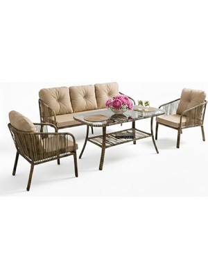 Velora Rehome Capri Swing Artemis Üçlü Rattan Balkon Bahçe Takımı | Kahve