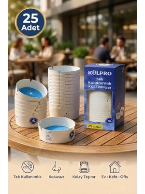 Velora Külpro 25'li Tek Kullanımlık Jel Kül Tablası | Kokusuz, Taşınabilir, Hijyenik Küllük | Kamp, Kafe, Ofis, Araç ve Dış Mekan