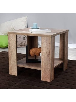 Velora Adore Mobilya New Line Köşe Sehpa - Açık Ceviz (Tori) 50X48X50 cm (Gxyxd)