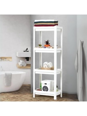 Velora 4 Katlı Raf Ünitesi - Çok Amaçlı Düzenleyici Kullanışlı, Kolay Kurulum, Beyaz Renk, Banyo, Mutfak ve Ofis Için Raf Organizer