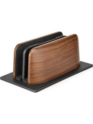 Esplendor Ahşap Dikey Laptop Standı, 2 Cihazlık, Kaymaz Tabanlı