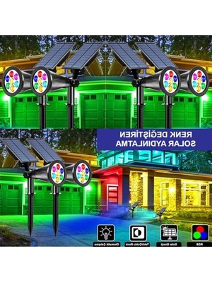 Esplendor Solar Bahçe Aydınlatma Spotu, Rgb Renk Seçenekleri ile Siyah