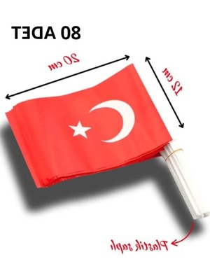 Esplendor Plastik Saplı Türk Bayrağı, 20X12 Cm, El Sallama, Çoklu Paket Seçenekleri