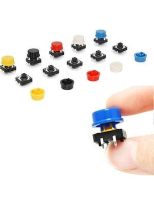 Esplendor Başlıklı Tact Buton Seti, 12X12MM 25 Adet, 4 Renk