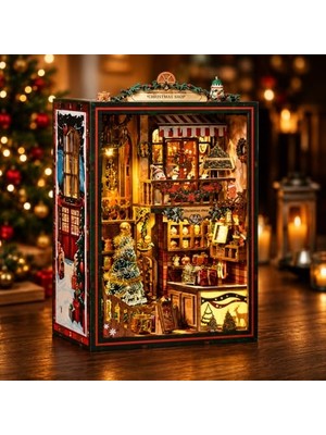 Esplendor Christmas Shop Dıy Book Nook Kit – Işıklı Minyatür Noel Dükkanı Ahşap Maket Kendin Yap Seti