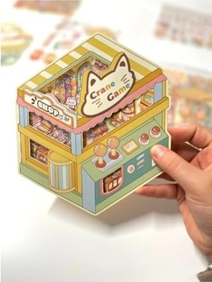 Esplendor Dıy Kawaii Oyun Salonu Tasarlama 2 Yaprak 92 Adet 3D Diorama Izometrik Sticker Seti/etiket/çıkartma