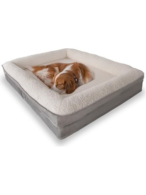 Esplendor Jungolica Felix Köpek Yatağı Gri Küçük 55X75 Cm, Visco SÜNGER,%100 Su Geçirmez Alez, Çıkarılabilir Yıkanabilir Kılıf, Kaydırmaz Taban, Teddy Dokulu Kedi & Köpek Minderi