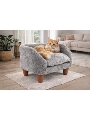 Esplendor Gobypet Peluş Kedi Koltuğu – Yumuşak ve Lüks Kedi Köpek Yatağı, Çıkarılabilir ve Yıkanabilir Kılıf, Rahat Minder, Evcil Dostlar Için Konforlu Yatak (Gri)