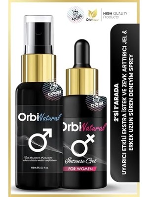 Esplendor Orbinatural Çiftler Için Ikili Set, Erkek Uzun Süren Deneyim Spreyi 60ML ve Kadın Uyarıcı Intense Jel, 2'li Set