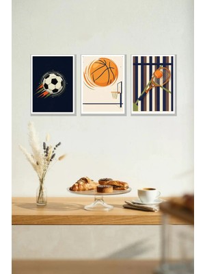 Nod Retro Spor 3'lü Şık Tablo Seti Çerçeve Görünümlü 30X40 cm Mdf Duvar Tablosu