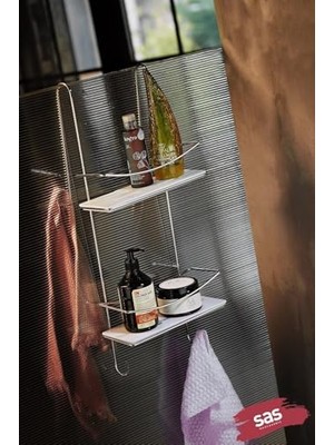 Esplendor Sas Haus Ömür Boyu Paslanmaz Kristal Raf Banyo Düzenleyici Şampuanlık Krom-Beyaz Dşkkb