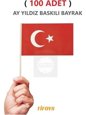 Esplendor (100 Adet) Küçük Boy Bayrak Çıtalı Kağıt Türk Bayrağı
